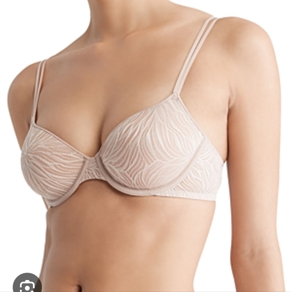 Calvin Klein Sheer Marquisette Underwire Demi Bra in Brown